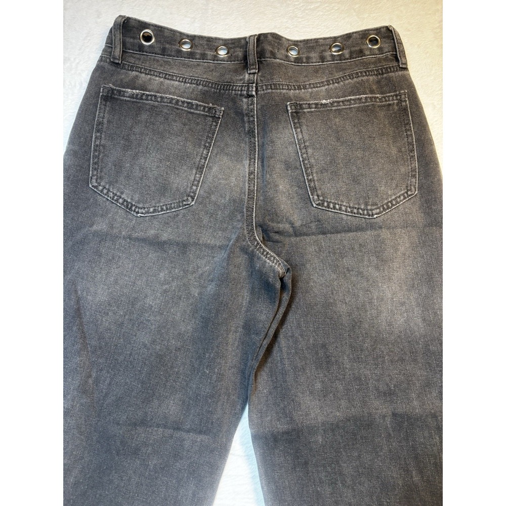 NWT Ashley Mason Premium Jeans Women's Grommets 7/28 Gray High Rise‎ Straight - Picture 15 of 16
